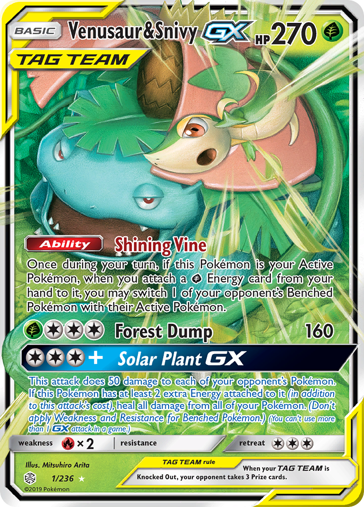 Venusaur & Snivy-GX - Cosmic Eclipse - #1 - Pokemon TCG card