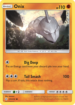 Onix - Cosmic Eclipse - #105 - Pokemon TCG card