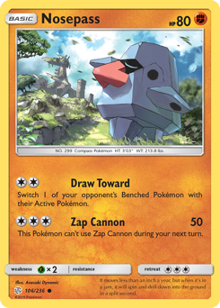 Nosepass #106 Nosepass - Cosmic Eclipse - #106 - Pokemon TCG card
