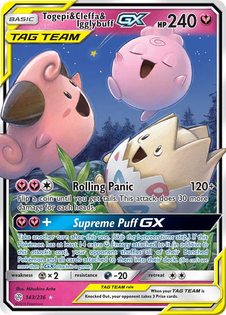 Togepi & Cleffa & Igglybuff-GX - Cosmic Eclipse - #143 - Pokemon TCG card