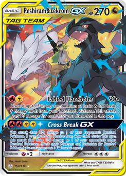 Reshiram & Zekrom-GX - Cosmic Eclipse - #157 - Pokemon TCG card