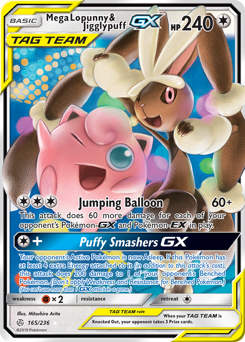 Mega Lopunny & Jigglypuff-GX #165 Mega Lopunny & Jigglypuff-GX - Cosmic Eclipse - #165 - Pokemon TCG card