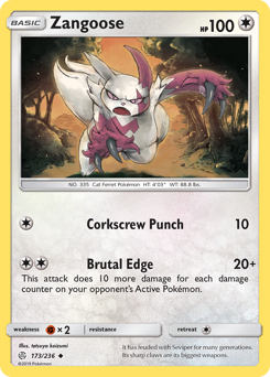Zangoose #173 Zangoose - Cosmic Eclipse - #173 - Pokemon TCG card