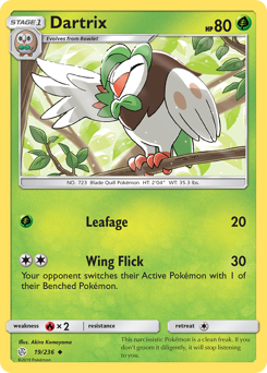 Dartrix #19 Dartrix - Cosmic Eclipse - #19 - Pokemon TCG card