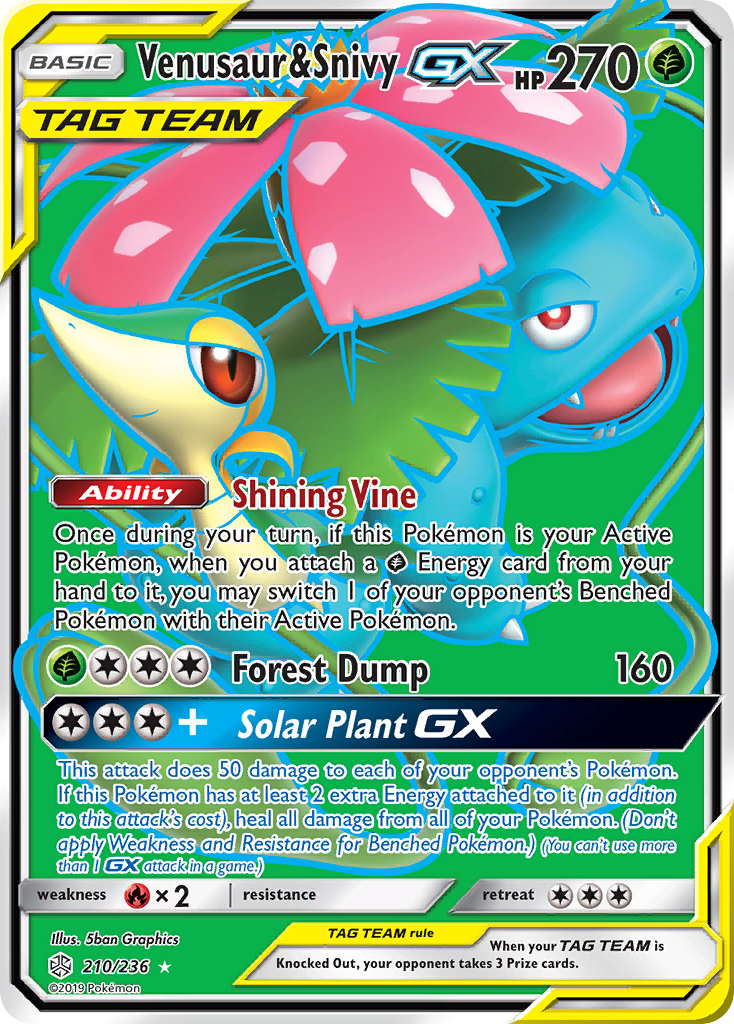 Venusaur & Snivy-GX - Cosmic Eclipse - #210 - Pokemon TCG card