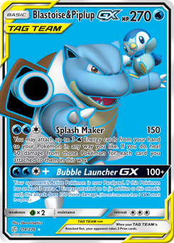 Blastoise & Piplup-GX #214 Blastoise & Piplup-GX - Cosmic Eclipse - #214 - Pokemon TCG card