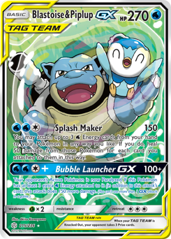 Blastoise & Piplup-GX #215 Blastoise & Piplup-GX - Cosmic Eclipse - #215 - Pokemon TCG card