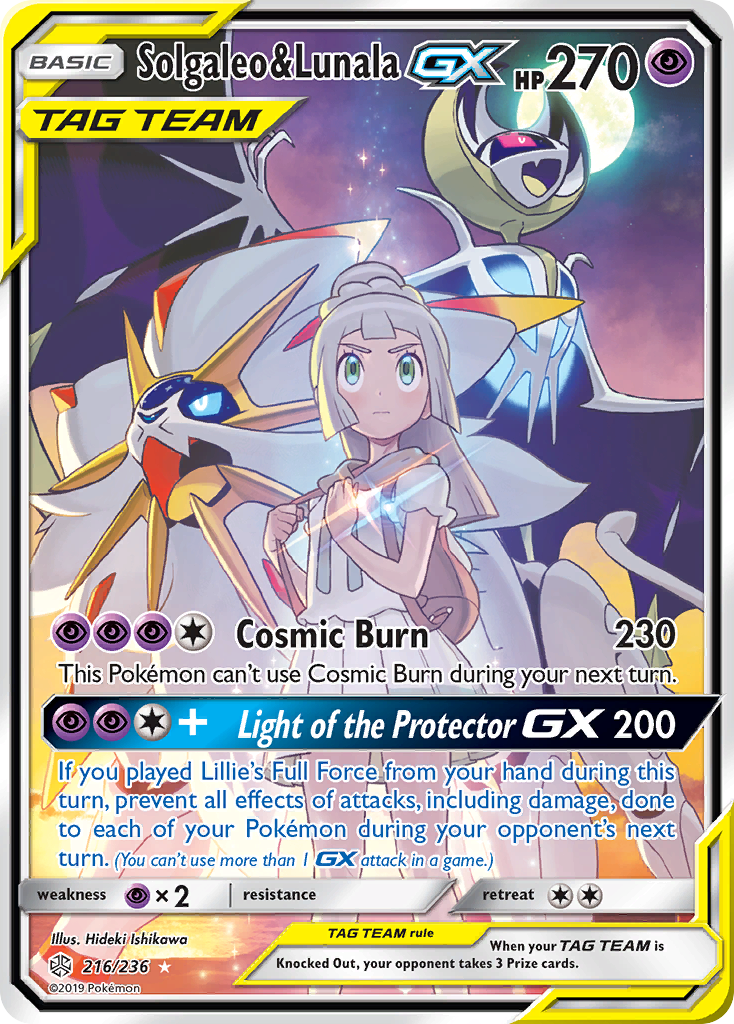 Solgaleo & Lunala-GX - Cosmic Eclipse - #216 - Pokemon TCG card