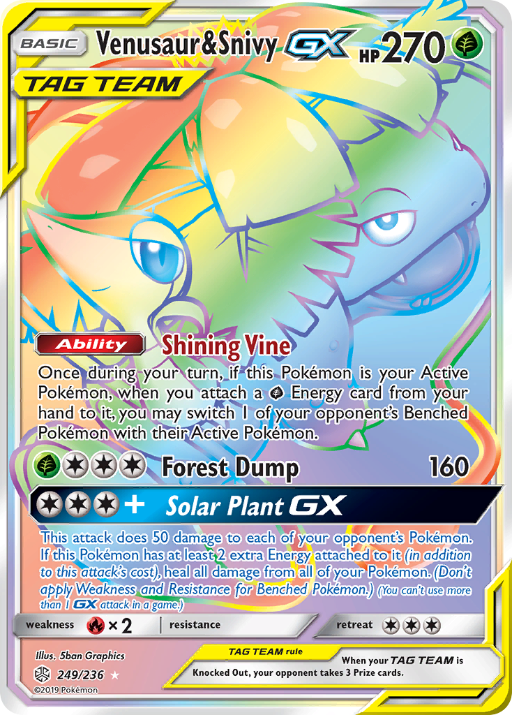 Venusaur & Snivy-GX - Cosmic Eclipse - #249 - Pokemon TCG card