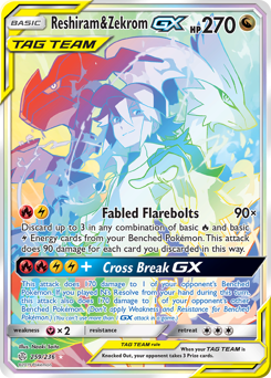 Reshiram & Zekrom-GX - Cosmic Eclipse - #259 - Pokemon TCG card