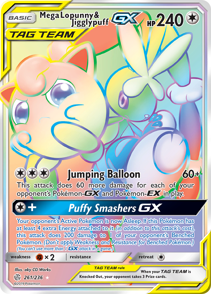 Mega Lopunny & Jigglypuff-GX - Cosmic Eclipse - #261 - Pokemon TCG card
