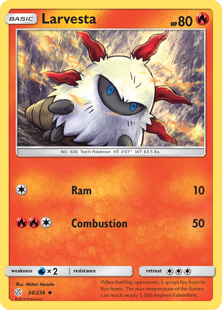 Larvesta - Cosmic Eclipse - #34 - Pokemon TCG card