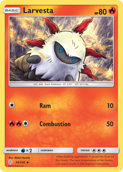 Larvesta #34 Larvesta - Cosmic Eclipse - #34 - Pokemon TCG card