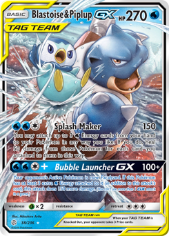 Blastoise & Piplup-GX #38 Blastoise & Piplup-GX - Cosmic Eclipse - #38 - Pokemon TCG card