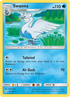 Swanna #60 Swanna - Cosmic Eclipse - #60 - Pokemon TCG card