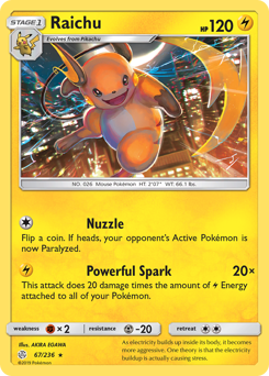 Raichu #67 Raichu - Cosmic Eclipse - #67 - Pokemon TCG card