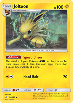 Jolteon #70 Jolteon - Cosmic Eclipse - #70 - Pokemon TCG card
