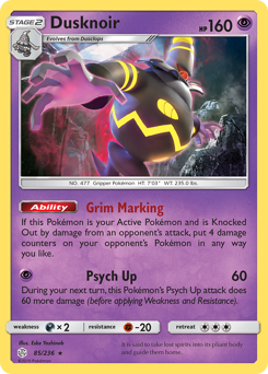 Dusknoir #85 Dusknoir - Cosmic Eclipse - #85 - Pokemon TCG card