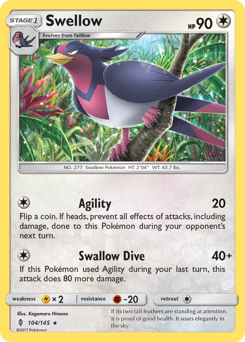 Swellow #104 Swellow - Guardians Rising - #104 - Pokemon TCG card