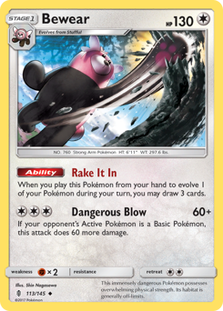 Bewear #113 Bewear - Guardians Rising - #113 - Pokemon TCG card