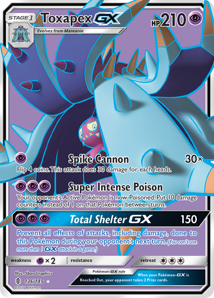 Toxapex-GX - Guardians Rising - #136 - Pokemon TCG card