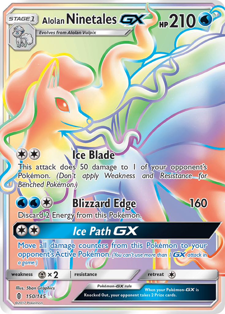 Alolan Ninetales-GX - Guardians Rising - #150 - Pokemon TCG card