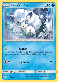 Alolan Vulpix - Guardians Rising - #21 - Pokemon TCG card