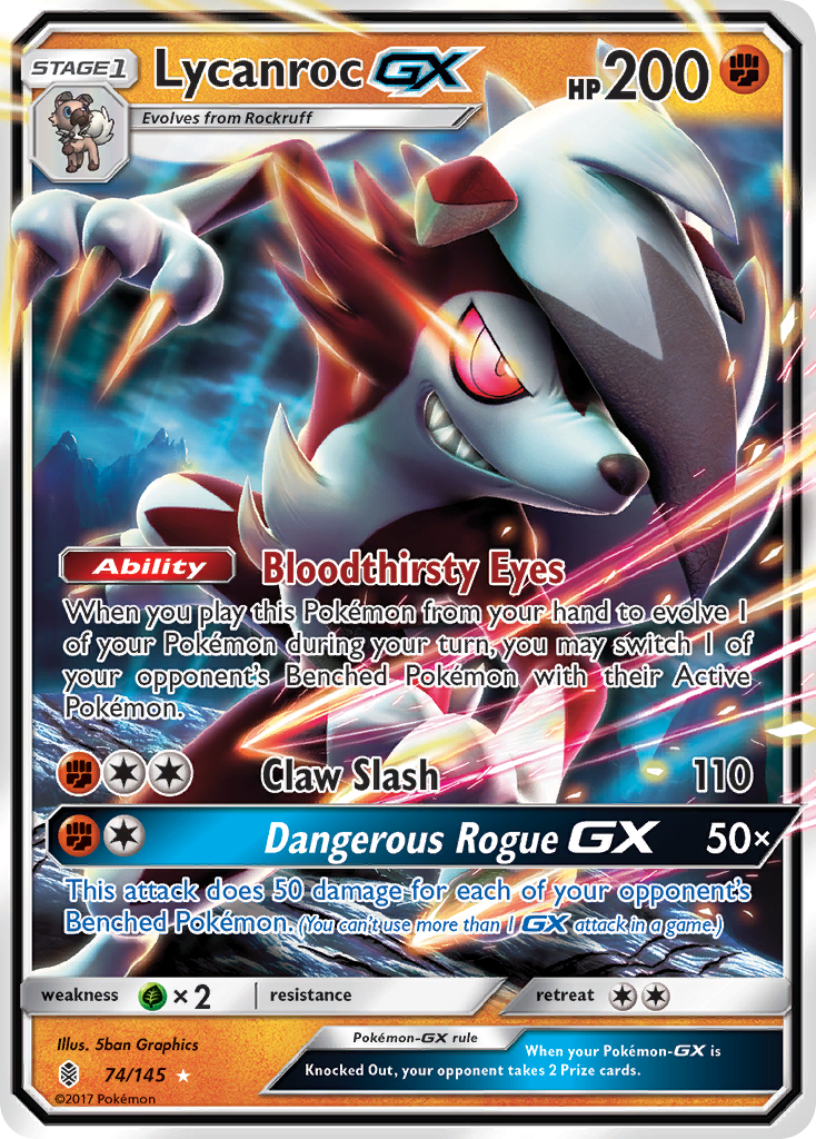 Lycanroc-GX - Guardians Rising - #74 - Pokemon TCG card