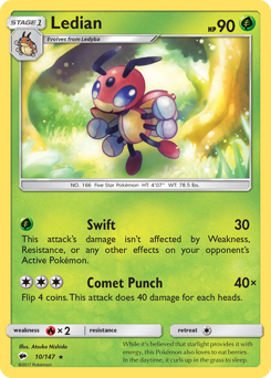 Ledian #10 Ledian - Burning Shadows - #10 - Pokemon TCG card