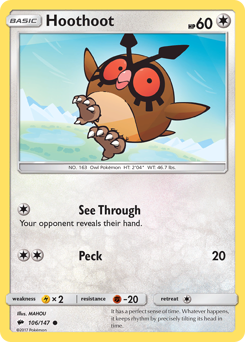 Hoothoot - Burning Shadows - #106 - Pokemon TCG card