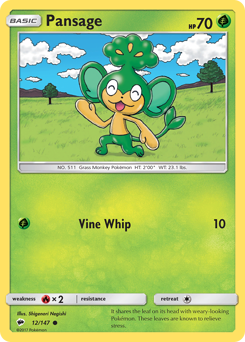Pansage - Burning Shadows - #12 - Pokemon TCG card