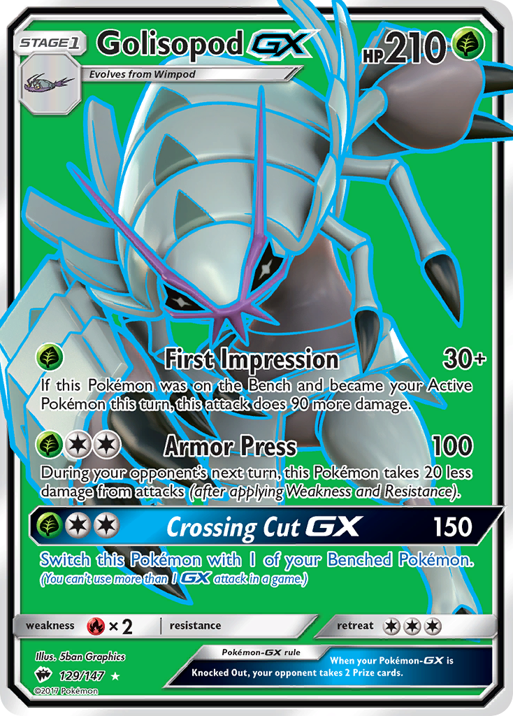 Golisopod-GX - Burning Shadows - #129 - Pokemon TCG card