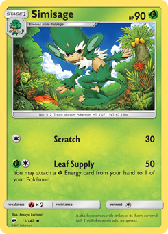 Simisage #13 Simisage - Burning Shadows - #13 - Pokemon TCG card