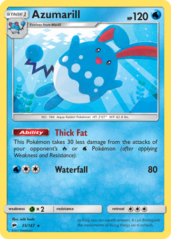 Azumarill - Burning Shadows - #35 - Pokemon TCG card