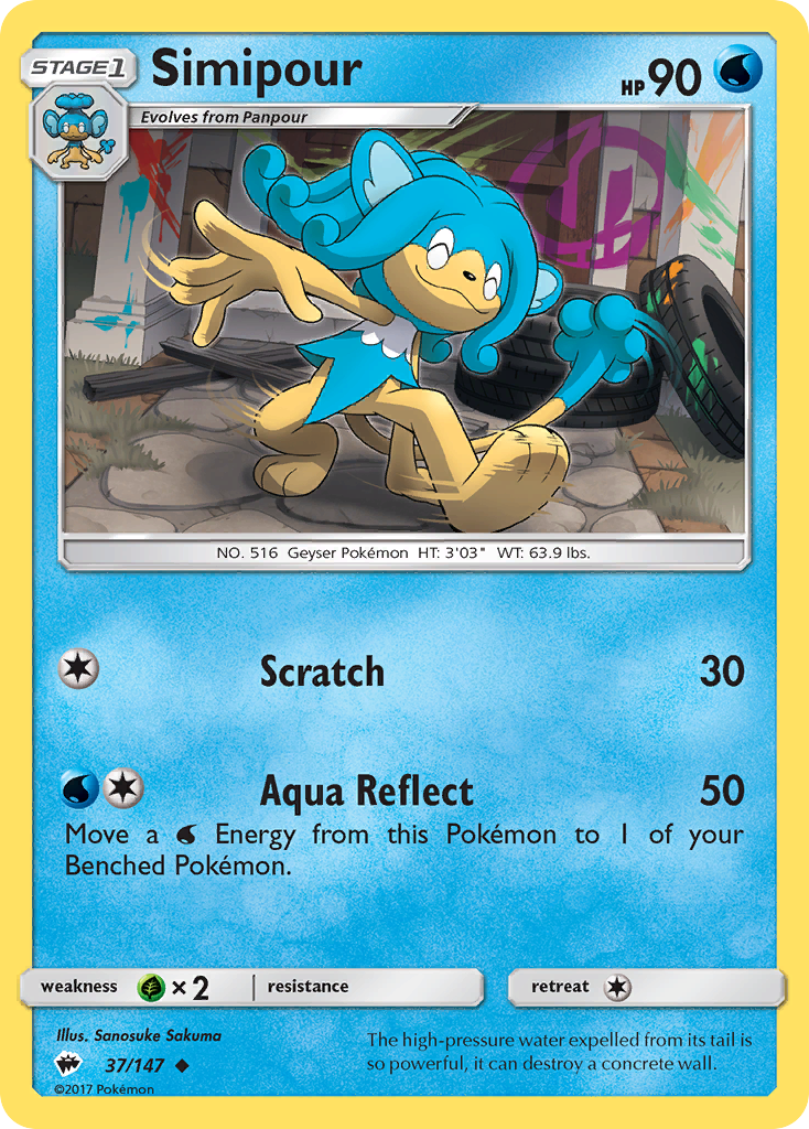 Simipour - Burning Shadows - #37 - Pokemon TCG card