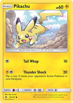 Pikachu #40 Pikachu - Burning Shadows - #40 - Pokemon TCG card