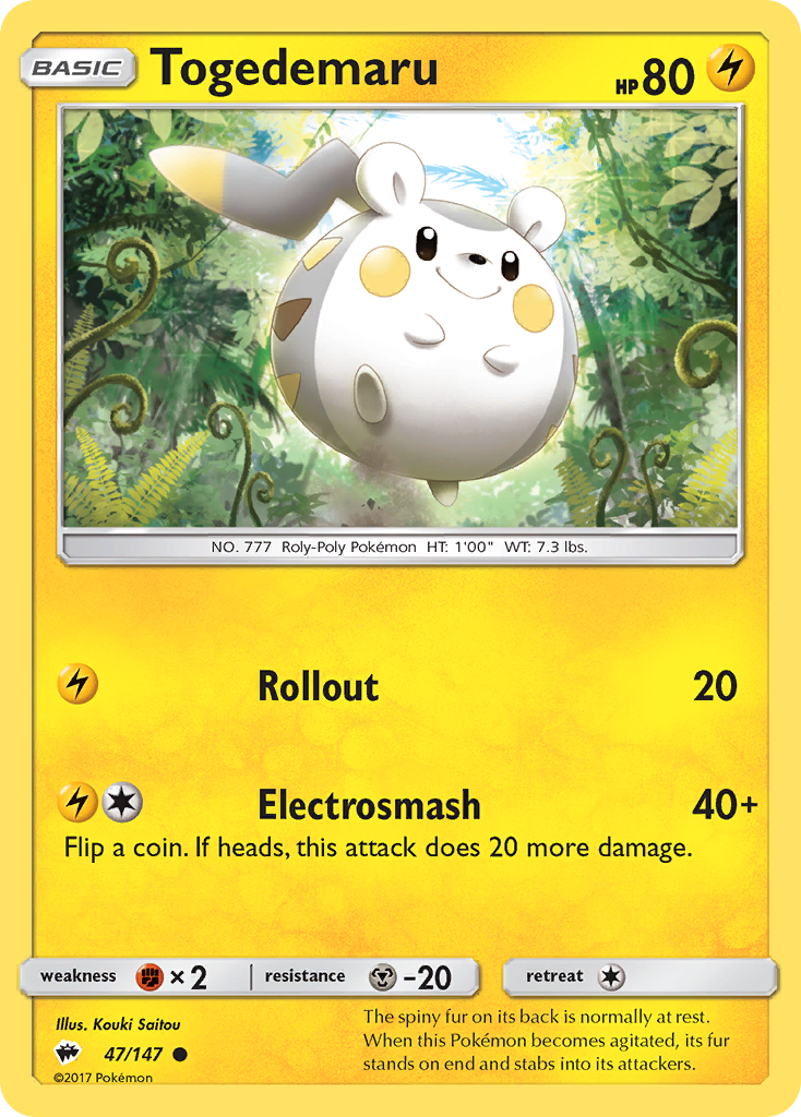 Togedemaru - Burning Shadows - #47 - Pokemon TCG card