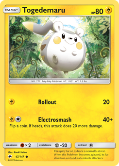 Togedemaru - Burning Shadows - #47 - Pokemon TCG card