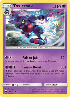 Toxicroak #55 Toxicroak - Burning Shadows - #55 - Pokemon TCG card