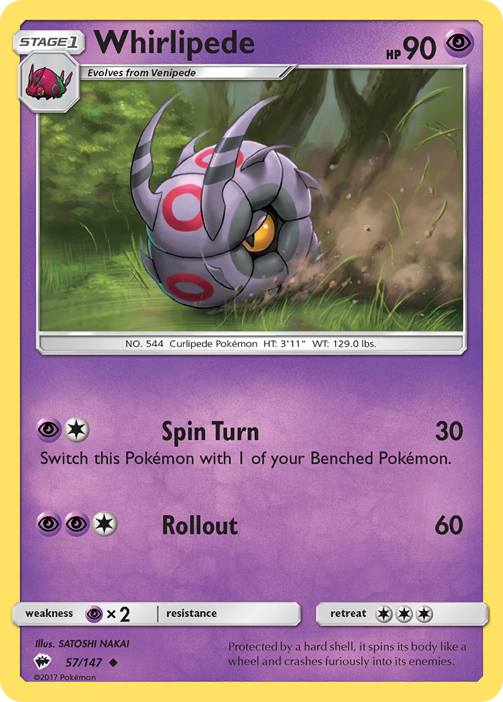 Whirlipede - Burning Shadows - #57 - Pokemon TCG card