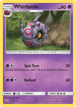 Whirlipede - Burning Shadows - #57 - Pokemon TCG card