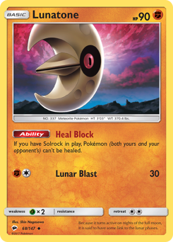 Lunatone #68 Lunatone - Burning Shadows - #68 - Pokemon TCG card