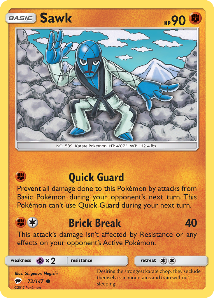 Sawk - Burning Shadows - #72 - Pokemon TCG card