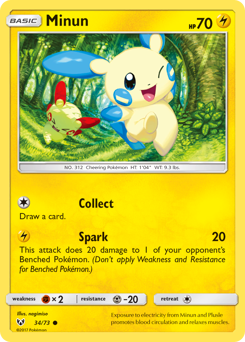 Minun #34 Minun - Shining Legends - #34 - Pokemon TCG card