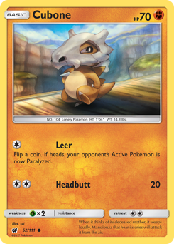 Cubone - Crimson Invasion - #52 - Pokemon TCG card