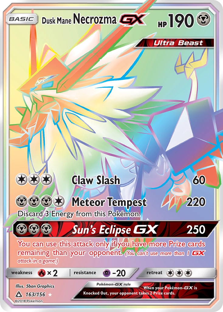 Dusk Mane Necrozma-GX - Ultra Prism - #163 - Pokemon TCG card