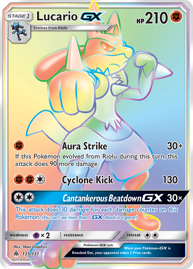 Lucario-GX - Forbidden Light - #135 - Pokemon TCG card