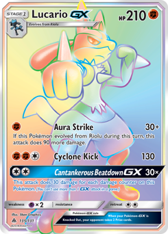 Lucario-GX #135 Lucario-GX - Forbidden Light - #135 - Pokemon TCG card