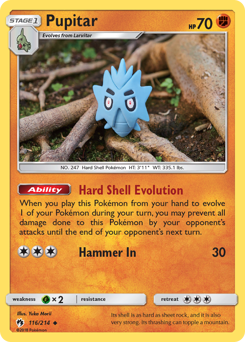 Pupitar #116 Pupitar - Lost Thunder - #116 - Pokemon TCG card