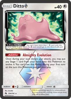 Ditto ◇ #154 Ditto ◇ - Lost Thunder - #154 - Pokemon TCG card